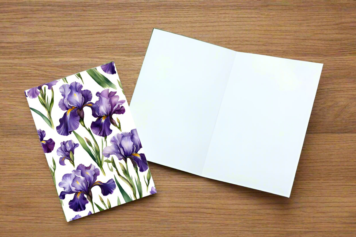 6 Handmade Notecards 4x6 w/ Envelopes Blank Folded Purple Iris ...