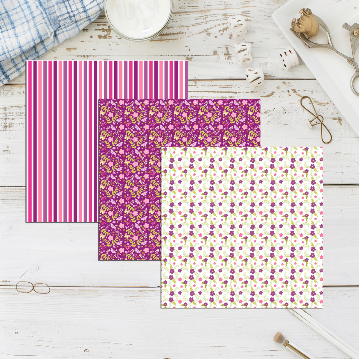 12 Mini Note Cards 3x3 Pink Flowers Cheerful Summer Gift Enclosure Set ...