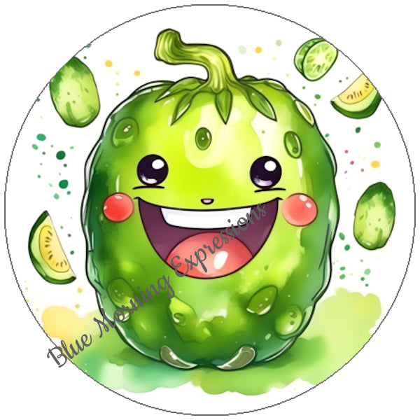 Handmade stickers with pickles 