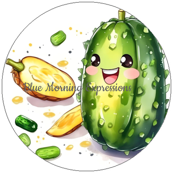 Handmade stickers with pickles