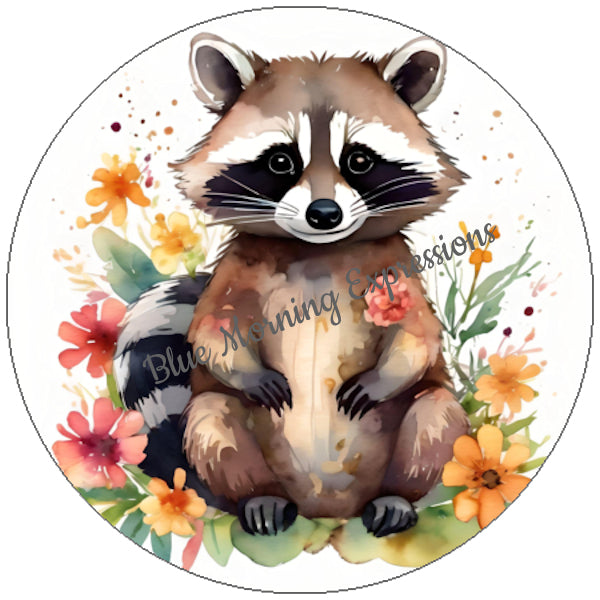 Handmade Sticker featuring a raccoon