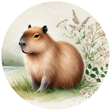 Handmade stickers with capybara on them