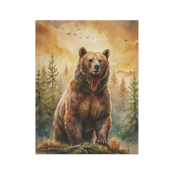 Majestic Forest Bear Garden Flag & Porch Banner Rustic Wildlife Decor Yard Art