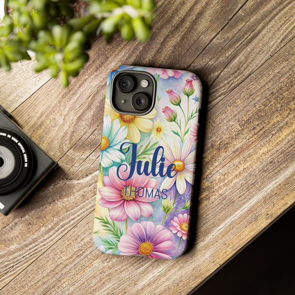 Personalized Daisy Phone Case Custom Name Cover iPhone Samsung Pixel Gift