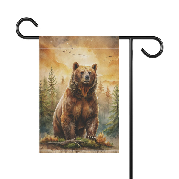 Majestic Forest Bear Garden Flag & Porch Banner Rustic Wildlife Decor Yard Art