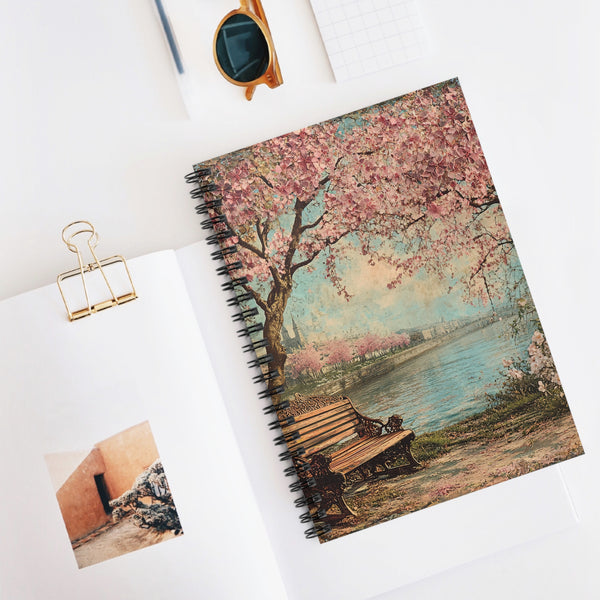 Cherry Blossom Riverside Spiral Notebook – 6" x 8" Ruled Journal