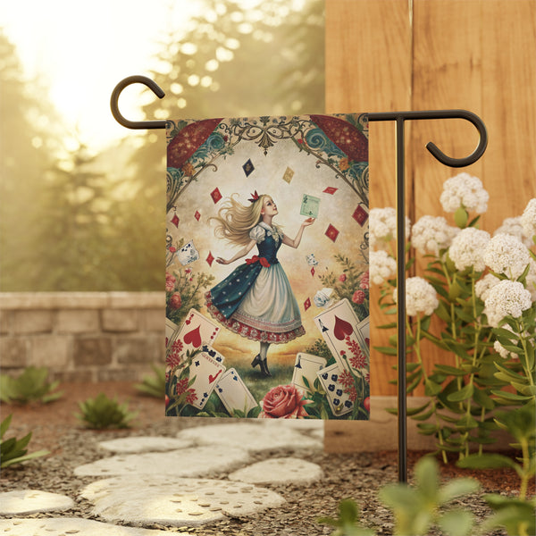 Alice in Wonderland Style Garden Flag & Porch Banner Fairy Tale Yard Art