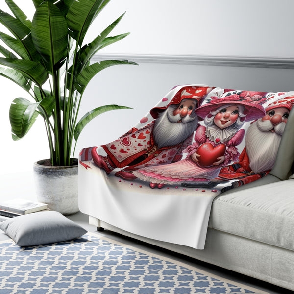 Gifts for Gnome Lovers Valentines Day Sherpa Fleece Blanket 2 Sizes
