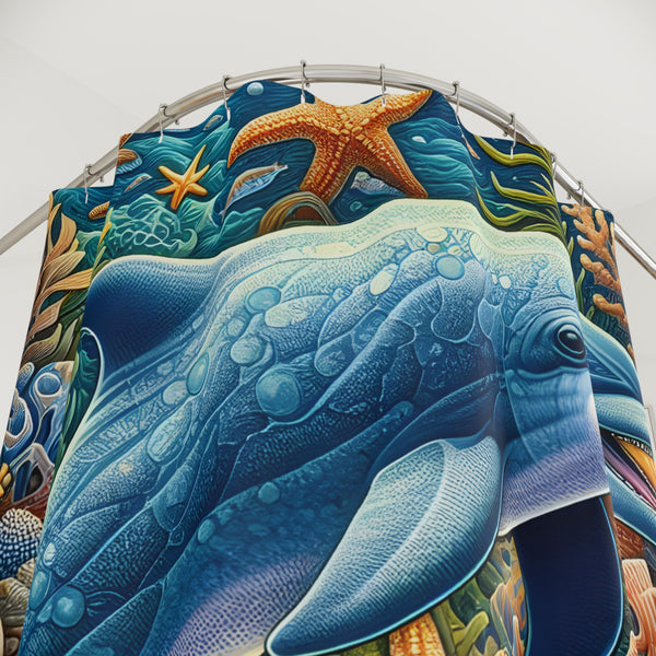 Dolphin Shower Curtain Coastal Ocean Beach Bathroom Decor Polyester Curtain