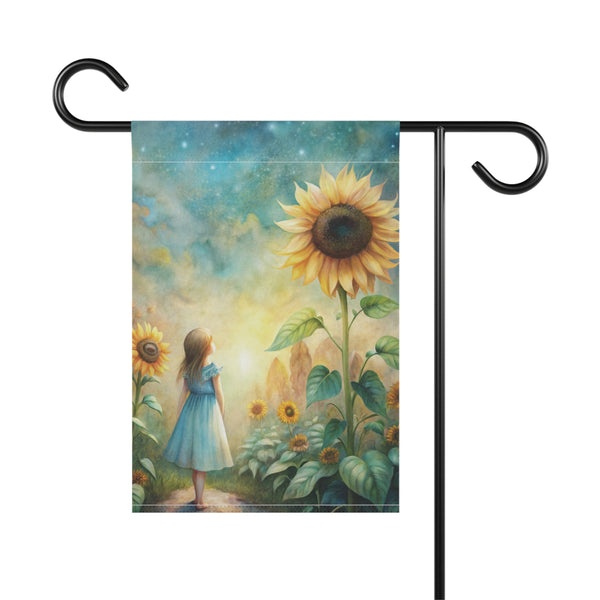 Sunflower Girl Dreamscape Garden Flag & Porch Banner Whimsical Decor