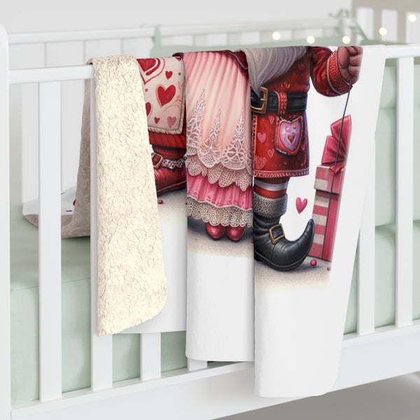 Gifts for Gnome Lovers Valentines Day Sherpa Fleece Blanket 2 Sizes
