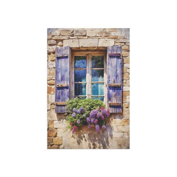 Rustic Stone Cottage Window Garden Flag Lavender Shutters Porch Banner