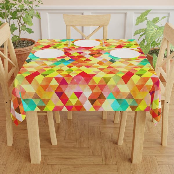 Bright Colorful Geometric Pattern Green Yellow Tablecloth Décor