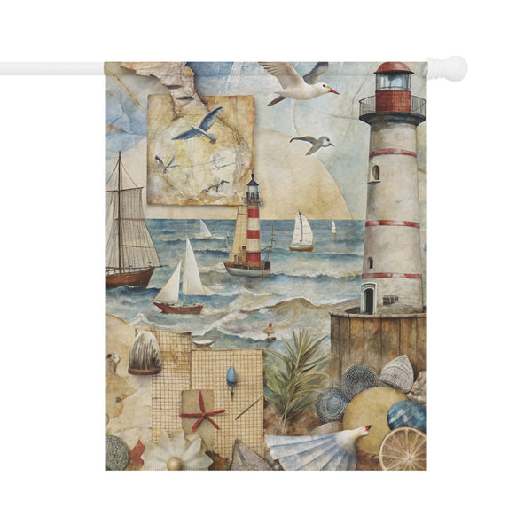 Nautical Lighthouse Garden Flag & Porch Banner Coastal Beach Yard Decor