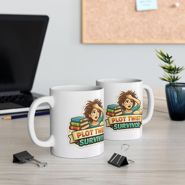 Plot Twist Survivor Mug  Funny Book Lover Gift  Reading Coffee Cup Reader Writer