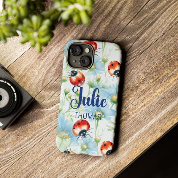 Personalized Ladybug Phone Case Custom Name Cover iPhone Samsung Pixel Gift