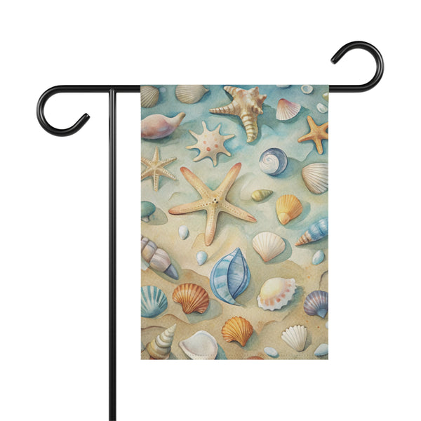 Seashell Starfish Garden Flag & Porch Banner Coastal Beach Yard Decor