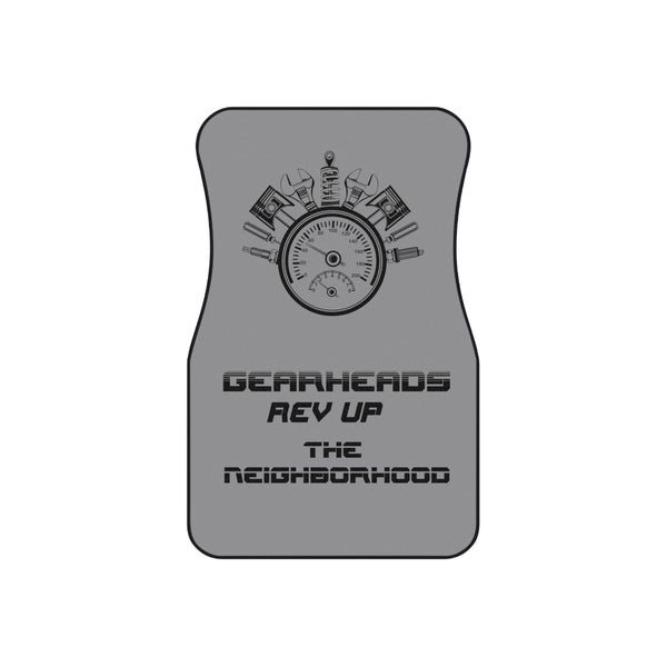 Gearheads Rev Up the Neighborhood Grey Car Mats (Set of 4) Universal Fit