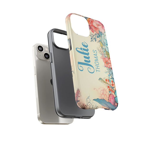 Personalized Floral Phone Case Custom Name Cover iPhone Samsung Pixel Gift