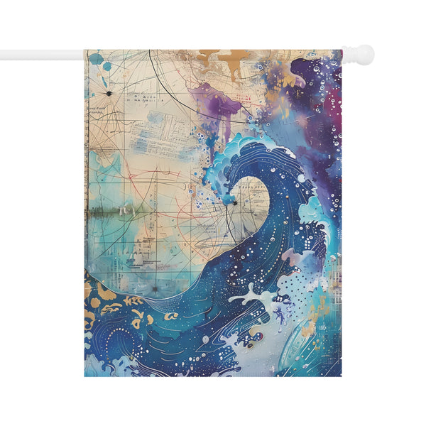Asian Inspired Ocean Wave Garden Flag & Porch Banner Coastal Yard Decor