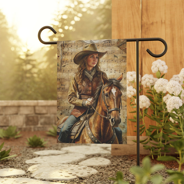 Western Cowgirl Horse Garden Flag & Porch Banner Country Yard Decor Art