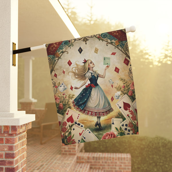 Alice in Wonderland Style Garden Flag & Porch Banner Fairy Tale Yard Art