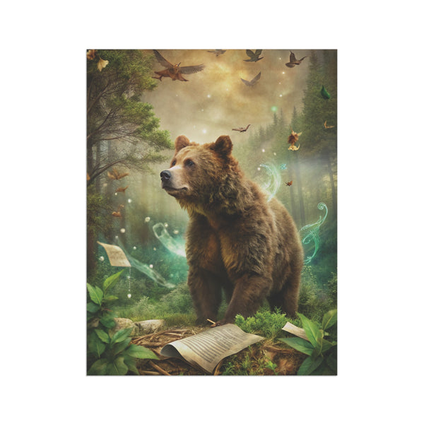 Mystic Forest Bear Garden Flag & Porch Banner Woodland Fantasy Decor