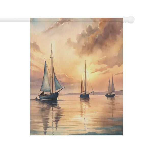 Sailboat Sunset Garden Flag & Porch Banner Coastal Beach Yard Decor Art
