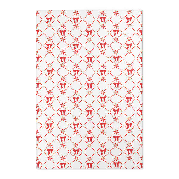 Christmas Red Bow Area Rugs Holiday Decor 3 Sizes Durable 