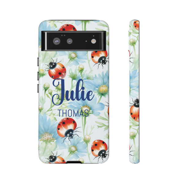 Personalized Ladybug Phone Case Custom Name Cover iPhone Samsung Pixel Gift