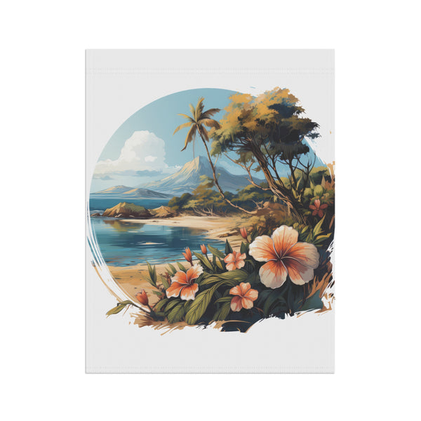 Tropical Island Beach Scene Garden Flag & Porch Banner Coastal Decor Yard Art