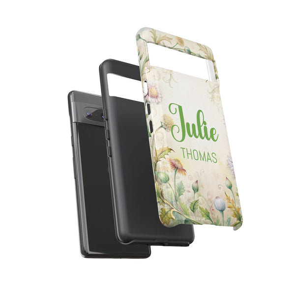 Personalized Floral Phone Case Custom Name Cover iPhone Samsung Pixel Gift