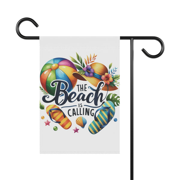 The Beach Is Calling Garden Flag Summer FlipFlop Porch Banner Coastal Yard Decor
