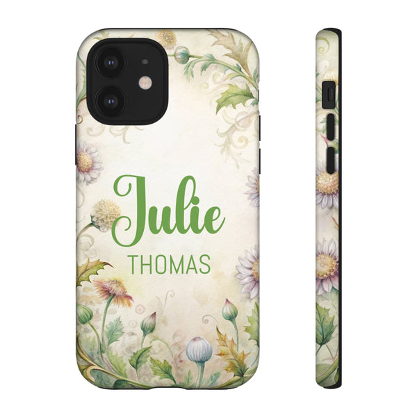 Personalized Floral Phone Case Custom Name Cover iPhone Samsung Pixel Gift