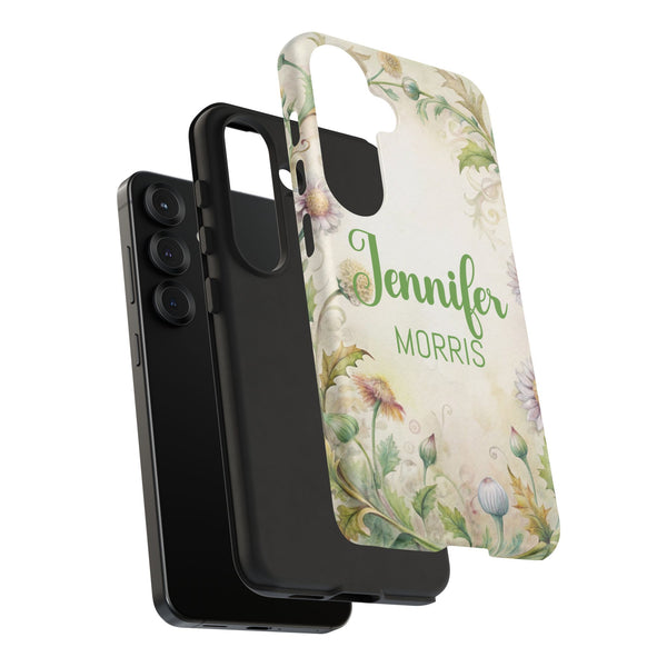 Personalized Floral Phone Case Custom Name Cover iPhone Samsung Pixel Gift