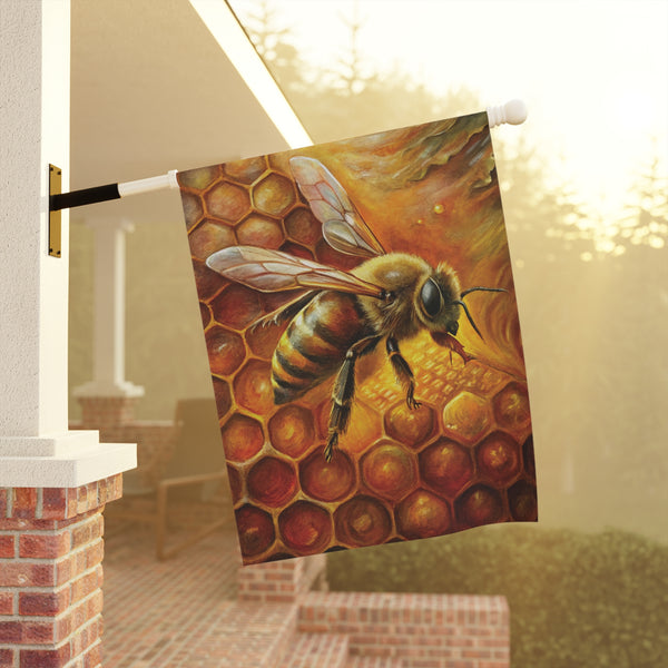 Golden Honey Bee Garden Flag Beehive Porch Banner Farmhouse Yard Decor