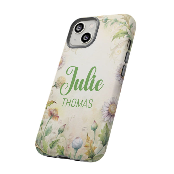 Personalized Floral Phone Case Custom Name Cover iPhone Samsung Pixel Gift