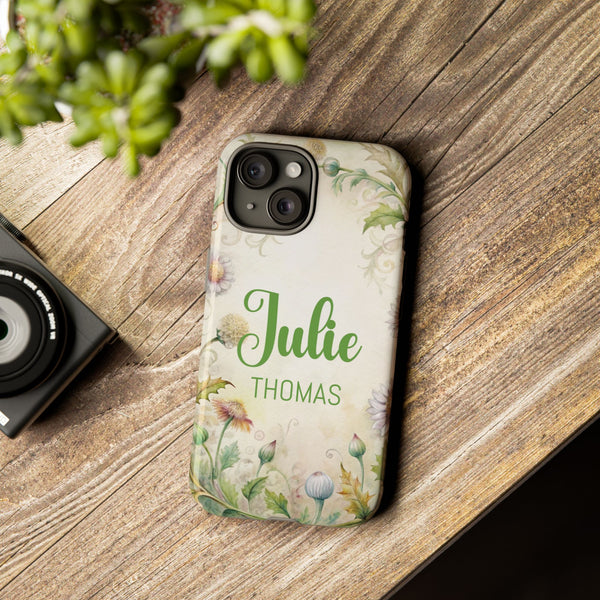 Personalized Floral Phone Case Custom Name Cover iPhone Samsung Pixel Gift