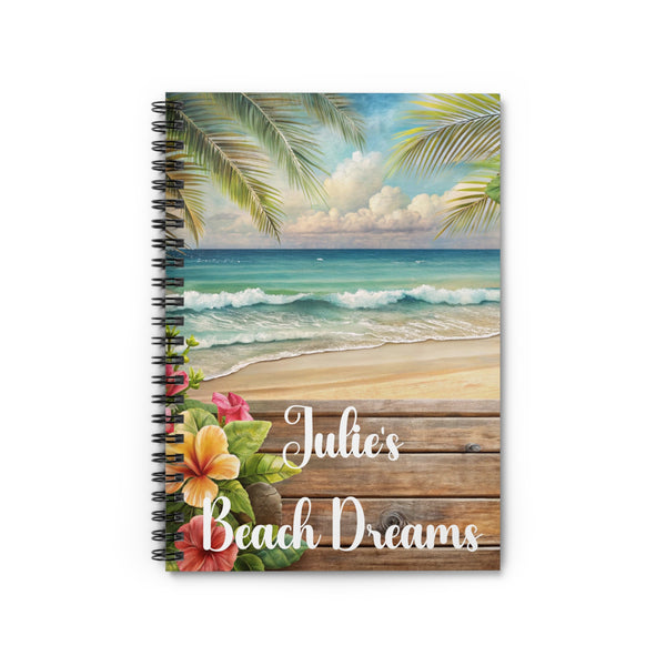 Personalized Journal Beach Ocean Floral Notebook Spiral Bound Lined Paper