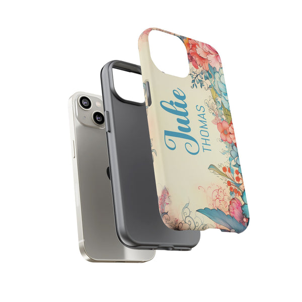 Personalized Floral Phone Case Custom Name Cover iPhone Samsung Pixel Gift
