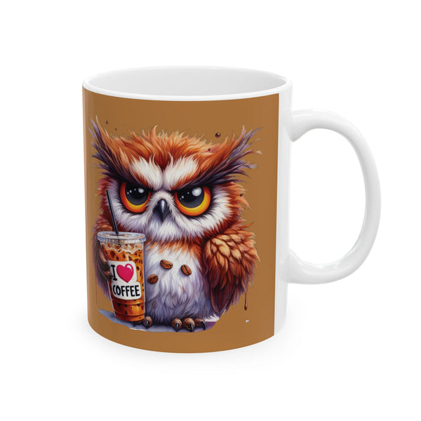 Grumpy Owl Ceramic Mug, Funny Pet Lover Gift, Morning Person, Grouchy Owl Mug,