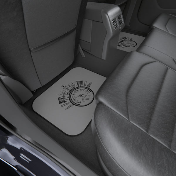 Gearheads Rev Up the Neighborhood Grey Car Mats (Set of 4) Universal Fit