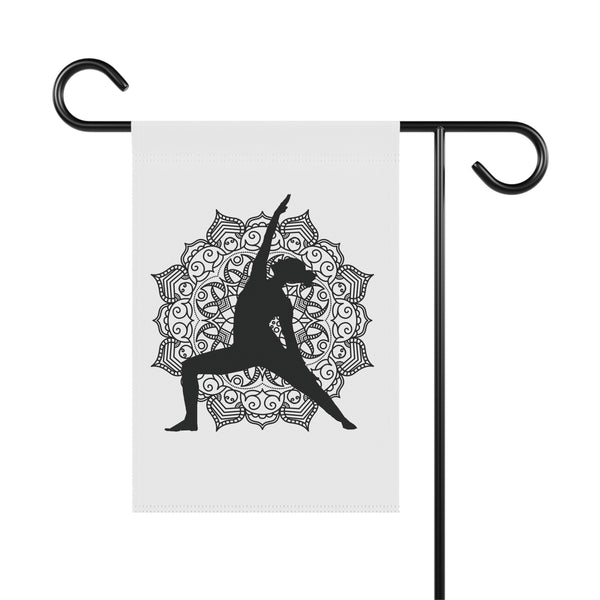 Yoga Warrior Pose Silhouette Garden Flag  Meditation Porch Banner Zen Yard Art