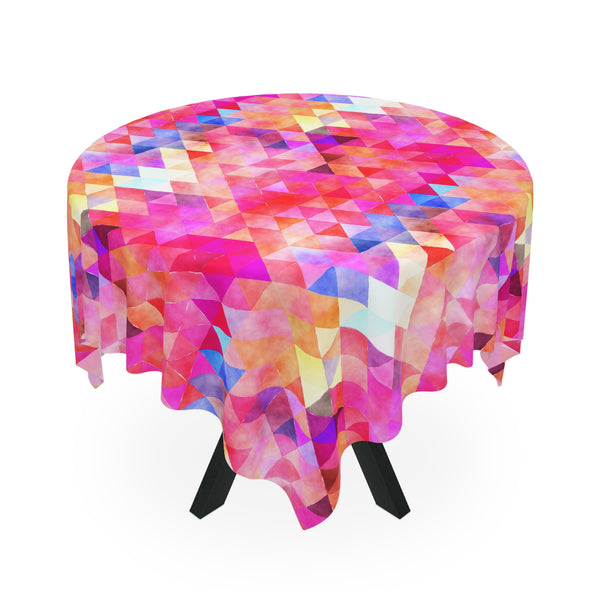 Bright Colorful Geometric Pattern Red Pink Tablecloth Décor