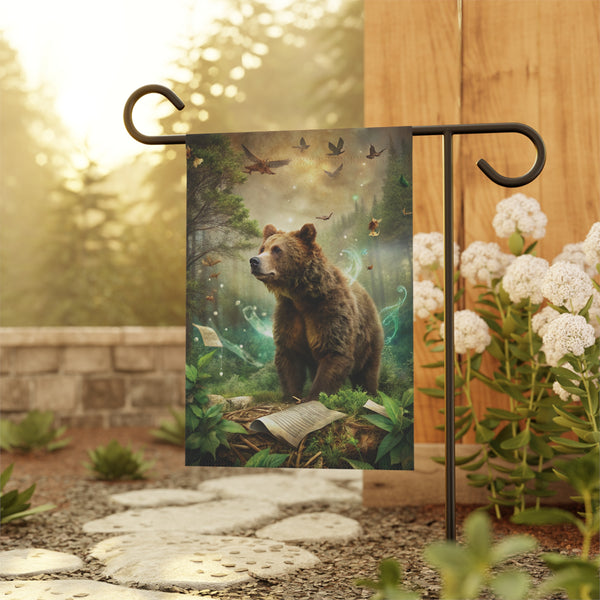 Mystic Forest Bear Garden Flag & Porch Banner Woodland Fantasy Decor
