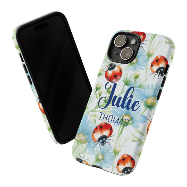 Personalized Ladybug Phone Case Custom Name Cover iPhone Samsung Pixel Gift