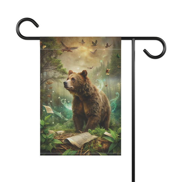 Mystic Forest Bear Garden Flag & Porch Banner Woodland Fantasy Decor