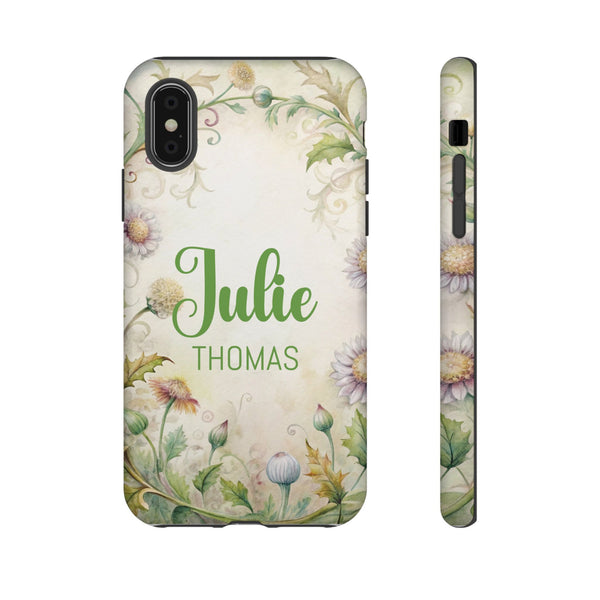 Personalized Floral Phone Case Custom Name Cover iPhone Samsung Pixel Gift