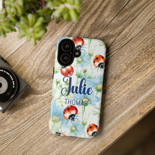Personalized Ladybug Phone Case Custom Name Cover iPhone Samsung Pixel Gift