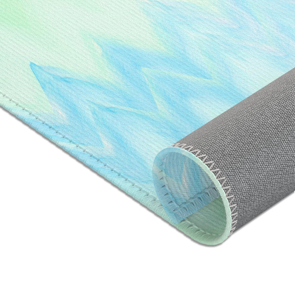 Blue Green Zigzag Geometric Area Rugs Durable 3 Sizes Home Decor Artsy